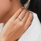2.25 Ct Round Lab Diamond Three Stone Pave Engagement Ring