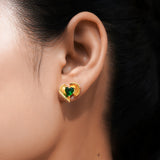 Vintage Green Heart Stud Earrings – Romantic Statement Jewelry