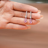 Pink Drop Dangle Earrings – Elegant Linear Statement Jewelry
