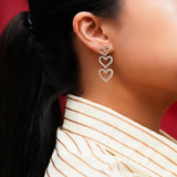 Triple Heart Dangle Earrings – Romantic Statement Jewelry