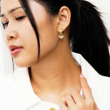 Romantic Heart Charm Dangle Hoop Earrings – Elegant Gold Fashion Jewelry