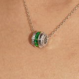 Elegant Green Barrel Pendant Necklace – Modern Sparkling Fashion Jewelry