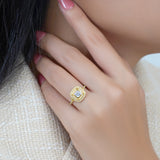 1 Ct Asscher Cut Double Halo Moissanite Engagement Ring