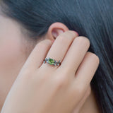 Vine Design 1.05 ct Green Moss Agate Leaf Engagement Ring