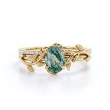 Nature Inspired 1.25 Ct Oval Green Moss Agate Bridal Set