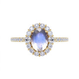 1.25 ct Oval Moonstone Halo Pave Engagement Ring