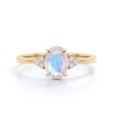 1.25 ct Oval Blue Moonstone 7 stone Engagement Ring