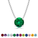 Beautiful 1 Carat Round Cut - Emerald - May Birthstone Solitaire Pendant Necklace in 18k White Gold over Silver, Female, Adult