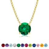 Beautiful 1 Carat Round Cut - Emerald - May Birthstone Solitaire Pendant Necklace in 18k White Gold over Silver, Female, Adult