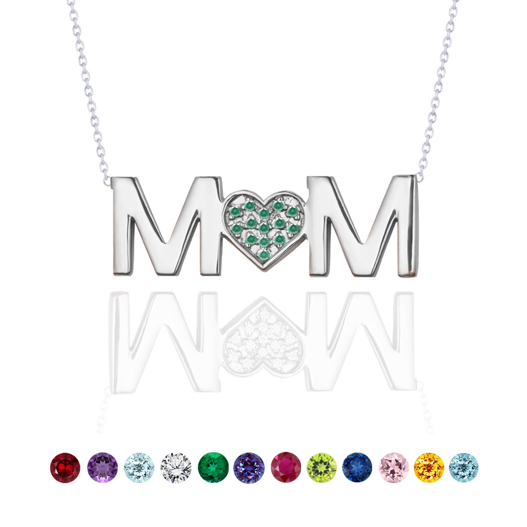 MOM Birthstone Pendant Necklace