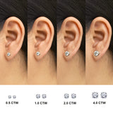 4 Prong 0.5 Carat Round Shaped Moissanite Solitaire Stud Earrings In 18K Rose Gold Plating Over Silver