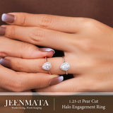 1.25 Carat Pear Halo Engagement Ring for Women, Cubic Zirconia Bridal Ring with Moissanite Accents, 18K Gold Plated