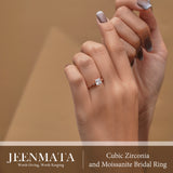 2.25 Carat Princess Cut Engagement Ring for Women, Cubic Zirconia Bridal Ring with Moissanite Side Stones, Vintage Milgrain Band, 18K Rose Gold Plated