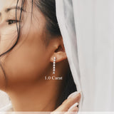 1 Carat Round Cut Lab Diamond Linear Drop Earrings