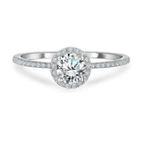 Certified 1 Ct Round Lab Diamond Halo Engagement Ring