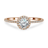 Certified 1 Ct Round Lab Diamond Halo Engagement Ring