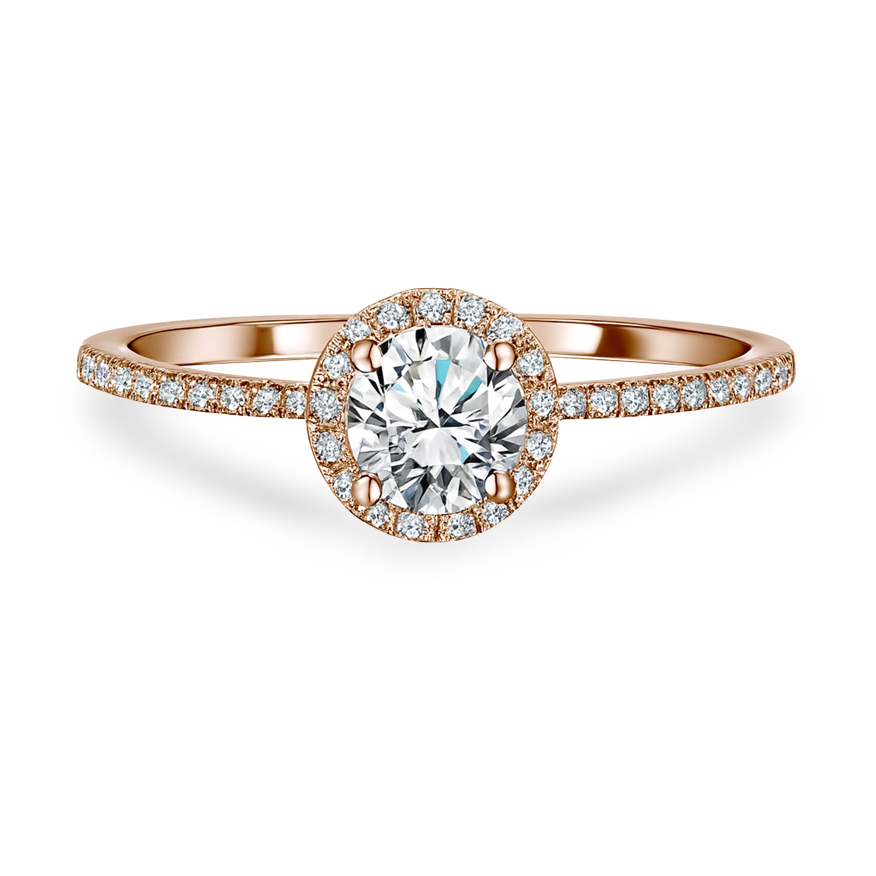 Certified 1 Ct Round Lab Diamond Halo Engagement Ring