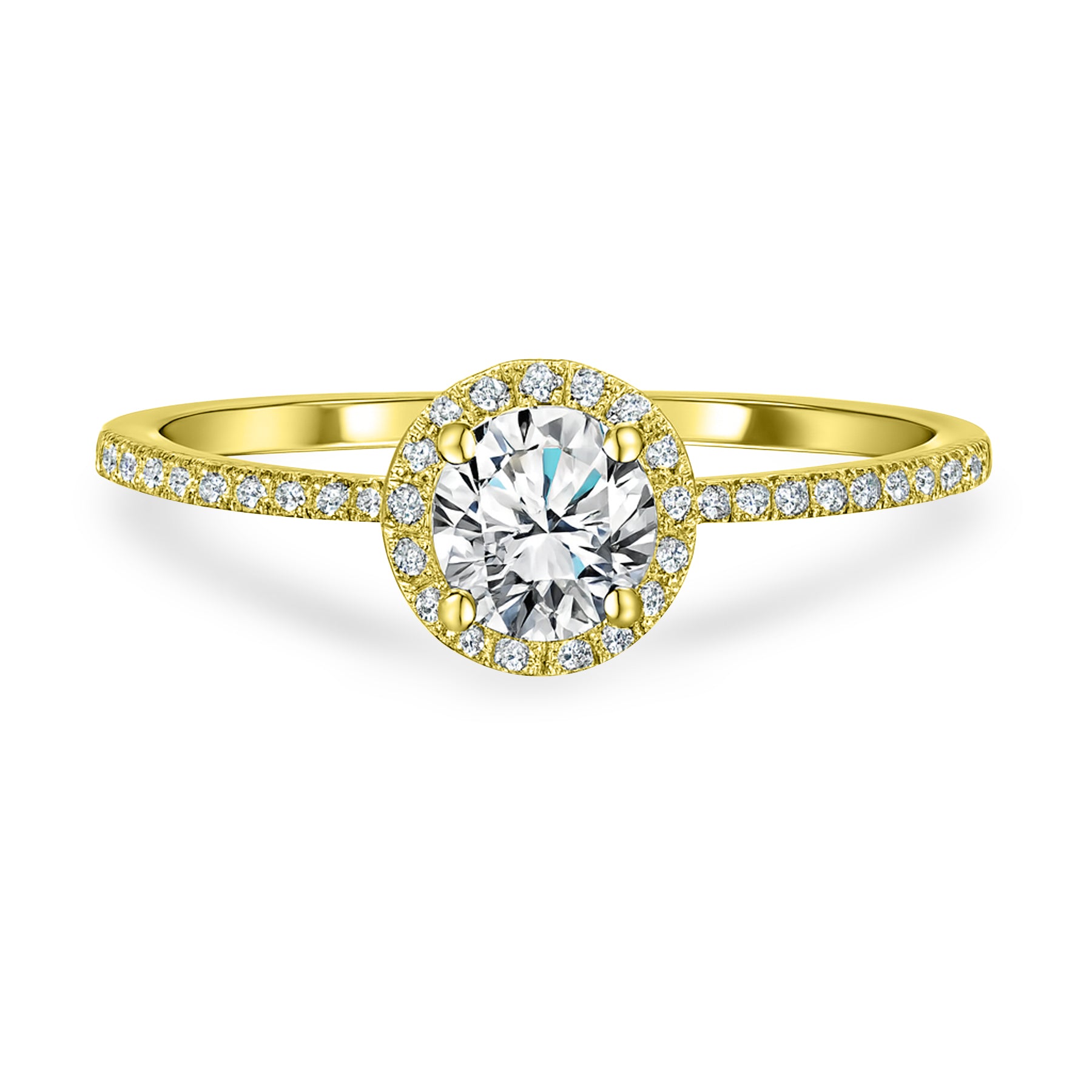 Certified 1 Ct Round Lab Diamond Halo Engagement Ring