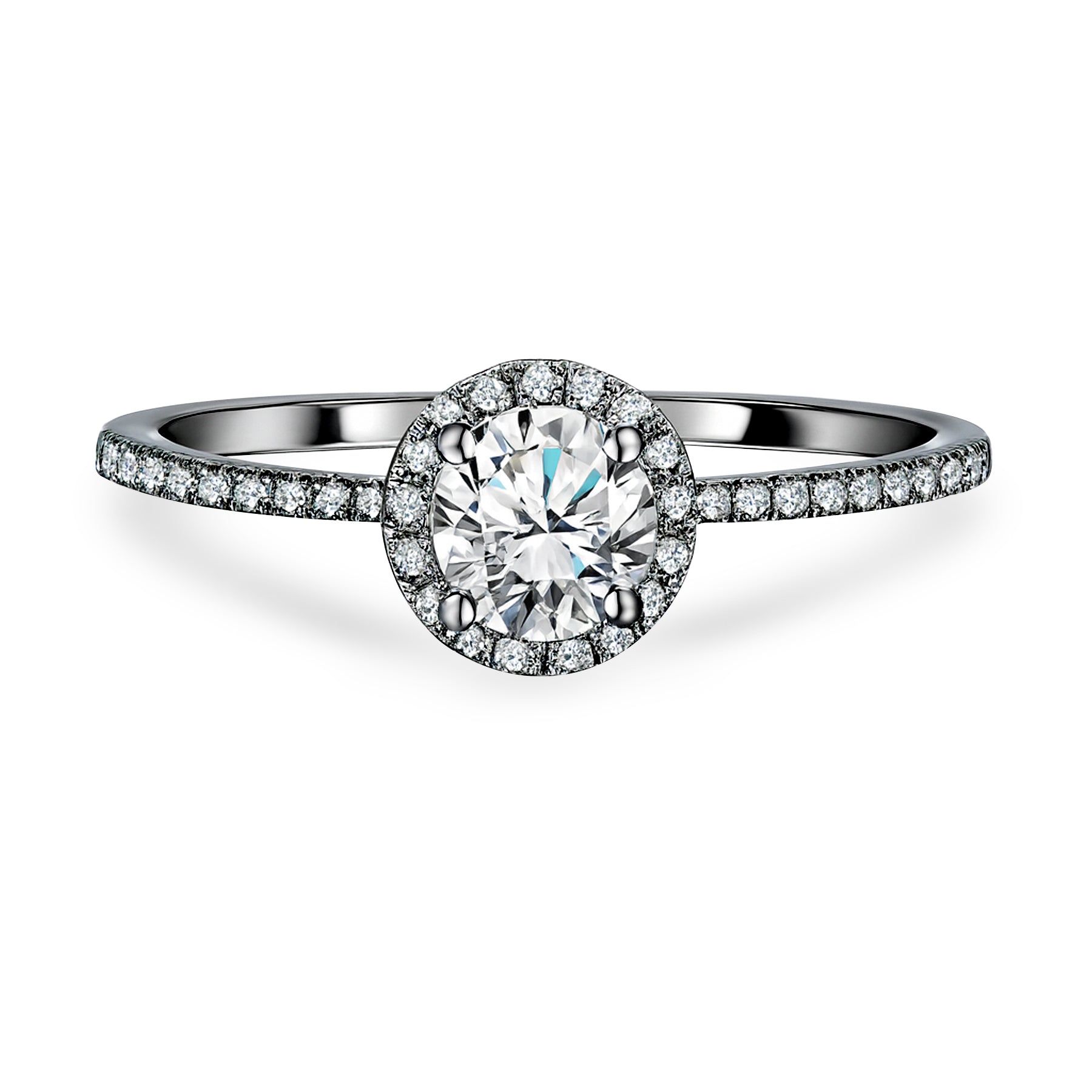 Certified 1 Ct Round Lab Diamond Halo Engagement Ring