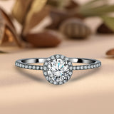 Certified 1 Ct Round Lab Diamond Halo Engagement Ring