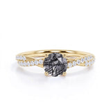 1.50 ct Round Black Rutilated Quartz Infinity Pave Engagement Ring