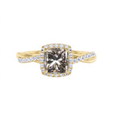 Twisted 1 Ct Princess Cut Salt and Pepper Diamond Engagement Ring