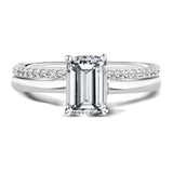 1 Carat Emerald Cut Moissanite Pave Bridal Set