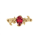 Vine 1 ct Pear Lab Ruby Engagement Ring