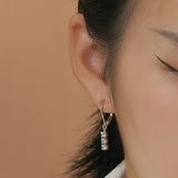 1 Carat Round Cut Moissanite Three Stone Drop Leverback Earrings