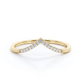 V-Curved 0.15 TCW Round Shape Pave Wedding Ring