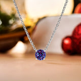 Beautiful 1 Carat Round Cut - Alexandrite - June Birthstone Solitaire Pendant Necklace in 18k White Gold over Silver, Female, Adult