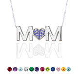 MOM Pendant Necklace - Multi-Color Purple Stone - June Birthstone in 18K White Gold over Sterling Silver