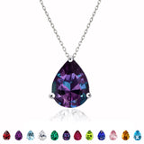 Elegant 1.5 TCW Pear Shaped - Alexandrite - June Birthstone Prongs Solitaire Slider Pendant Necklace in 18K White Gold over Silver