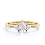 7 Stone 1.15 ct Teardrop Moonstone Engagement Ring