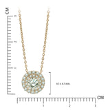 Lab Diamond 1 Carat Round Cut Double Halo Pendant Necklace