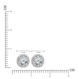 Lab Diamond 1 Carat Round Cut Halo Stud Earrings