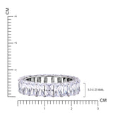 6.75 Carat Emerald Cut Moissanite Eternity Anniversary Ring - Classic Prong Style Wedding Ring in White Gold Plating for Women