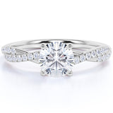 2 Carat infinity Round cut Moissanite Engagement Ring in 18K White Gold Over Silver
