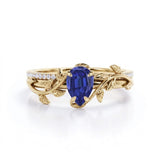 1.25 Ct Pear Cut Lab Sapphire Floral Bridal Set