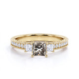 Three Stone 1.25 Ct Princess Salt and Pepper Diamond Engagement Ring