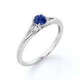 Solitaire 0.50 Ct Round Lab Sapphire Engagement Ring
