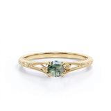 0.33 Ct Round Green Moss Agate Filigree Engagement Ring