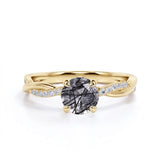 1.25 ct Round Black Rutilated Quartz Infinity Pave Engagement Ring