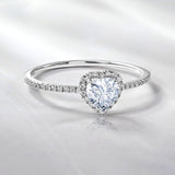 1 Carat Heart shape - Cubic Zirconia - April Birthstone Wedding Ring in 18k White Gold Over Silver