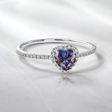 1 Carat Heart shape - Alexandrite - June Birthstone Wedding Ring in 18k White Gold Over Silver