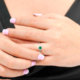 1 Carat Heart shape - Emerald - May Birthstone Wedding Ring in 18k White Gold Over Silver