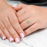 1 Carat Heart shape - Peridot - August Birthstone Wedding Ring in 18k White Gold Over Silver