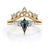 Seven Stone 1 Ct Kite Lab Alexandrite Bridal Set