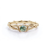 Twig 0.5 Ct Round Cut Green Moss Agate Engagement Ring