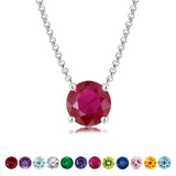 Beautiful 1 Carat Round Cut - Ruby - July Birthstone Solitaire Pendant Necklace in 18k White Gold over Silver, Female, Adult
